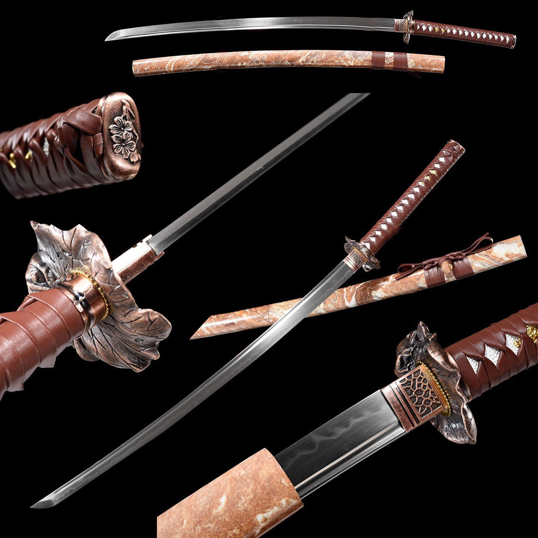 Katana Sword 1060 Carbon Steel Golden Chinese Characters Saya