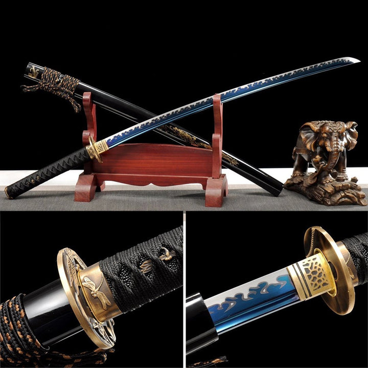 Brass Dragonfly Samurai Swords Hand Forged Full Tang Blade Katana